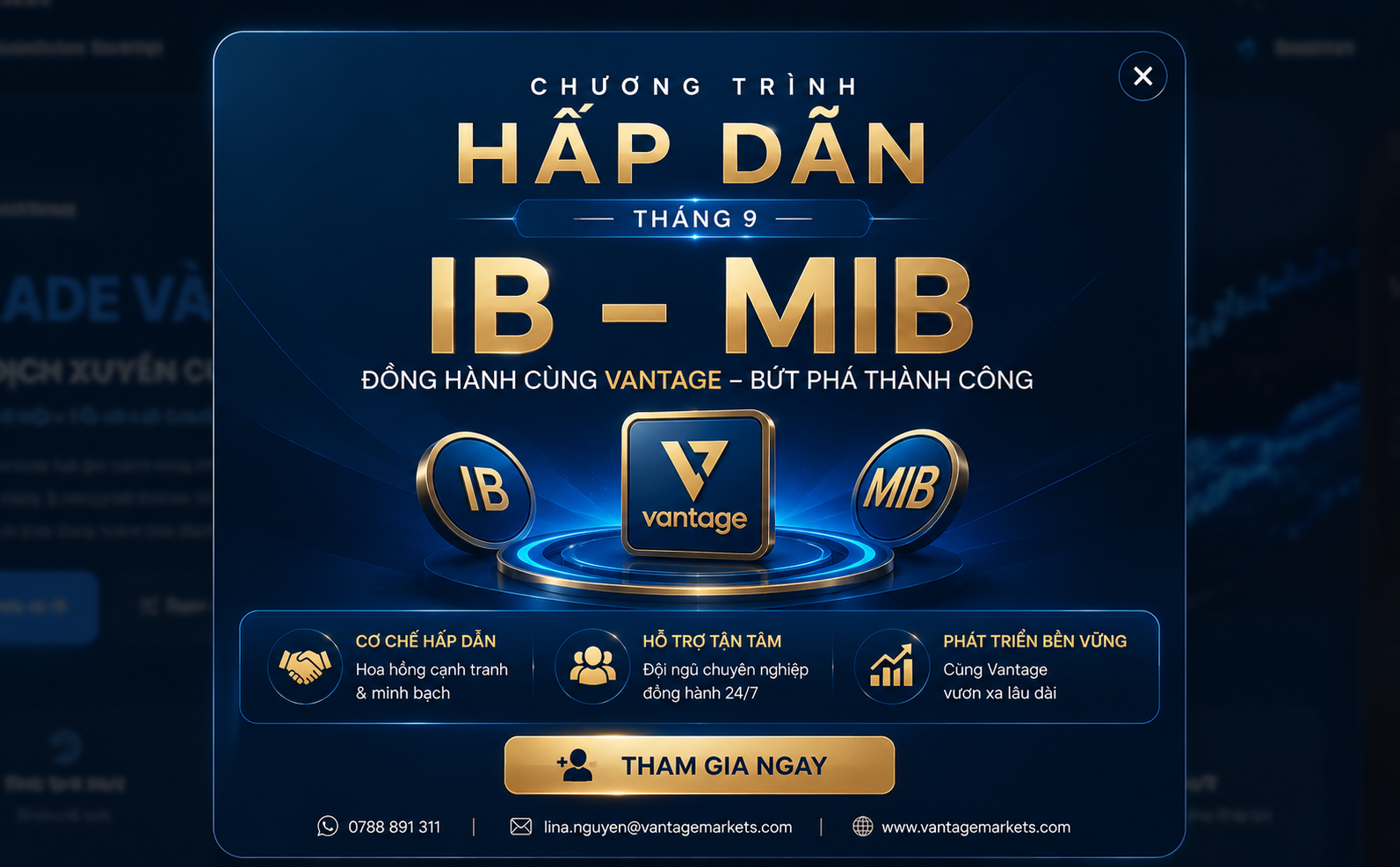 Chương trình hấp dẫn tháng 9 – IB & MIB cùng Vantage